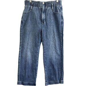 J.Crew Women’s Light Wash Denim Wide Leg Pants Pull‑On Elastic Waist Size 27